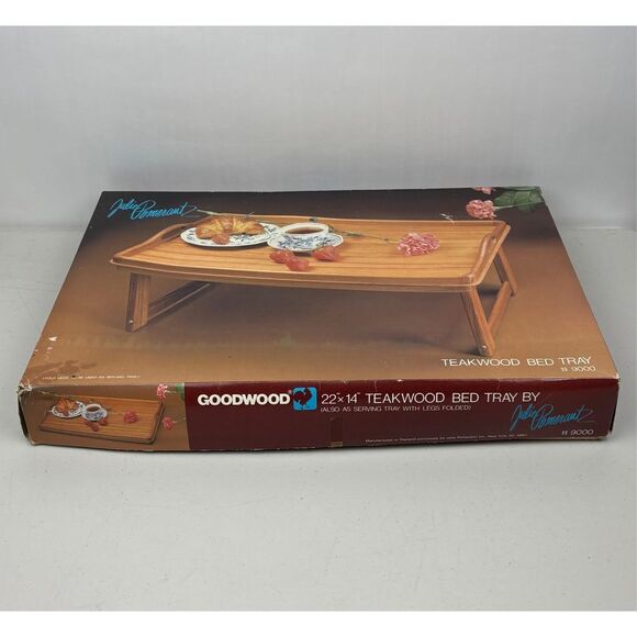 NEW Julie Pomerantz Goodwood 22x14" Teakwood Bed Tray Serving Tray Open Box - Picture 1 of 14